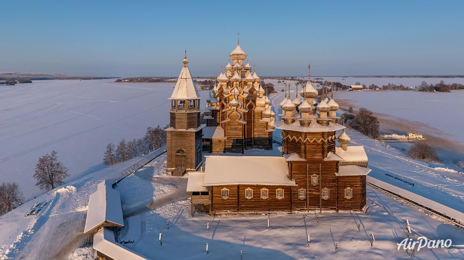 Kizhi in winter. Karelia, Russia