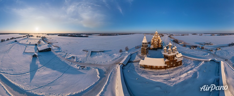 Kizhi in winter. Karelia, Russia