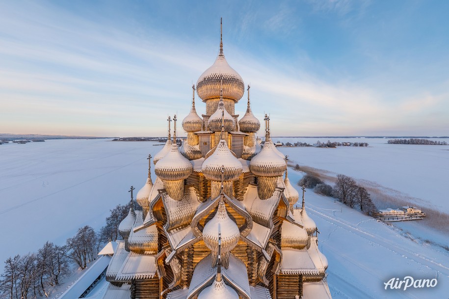 Kizhi in winter. Karelia, Russia