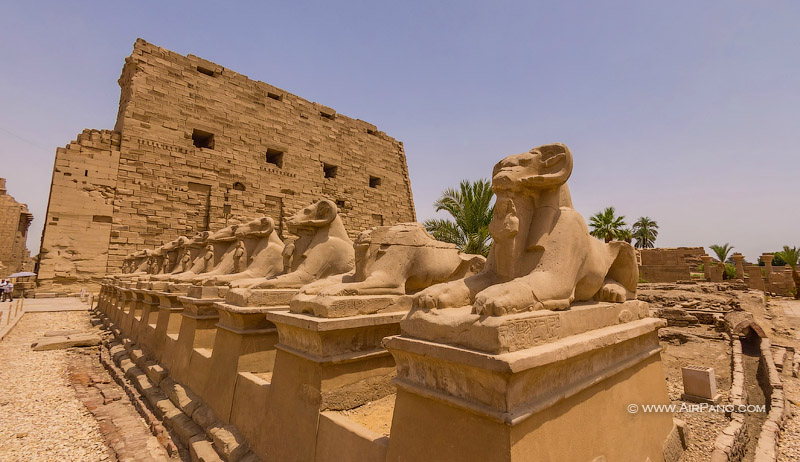 Western Processional Way. Avenue of Ram-headed Sphinxes. Karnak Temple