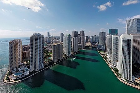 Relaxing Flight over Miami, USA