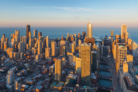 Relax flight over Chicago, USA