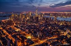 Manhattan at night from above