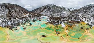 Huanglong Ancient Temple and the Multi-Colored Pond