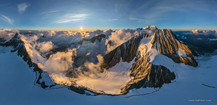 Among the mountains Tré la Tête and Aiguille des glaciers