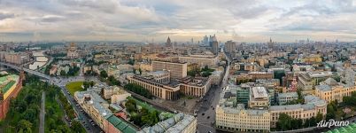 View to the city center from the walls of Moscow Kremlin