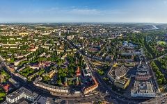 Bird’s eye view of Kaliningrad. Above the Victory Square Bird’s eye view of Kaliningrad. Above the Victory Square