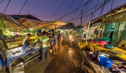 At the fish market in the evening