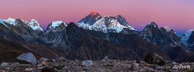 Sunset over Everest from the Renjo-La