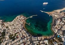 Above Mykonos port in the morning