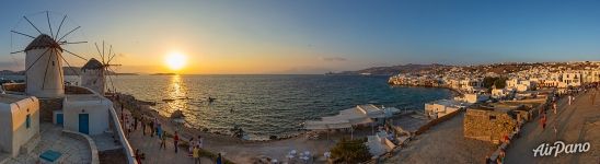 Mykonos windmills at sunset