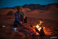 Tuareg campfire in the Sahara Desert