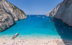 Navagio (Agios Georgios) flooded by the army of tourists