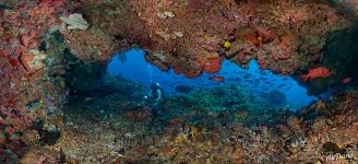 Underwater cave, Komodo, Indonesia Underwater cave, Komodo, Indonesia