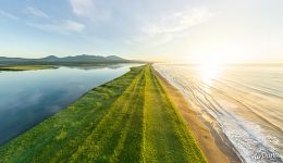 Semyachikskaya spit. Kamchatka Peninsula, Eastern coast, Bering sea, Russia