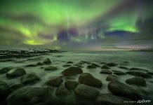 Northern lights. Barents Sea Coast, Russia