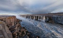 Waterfall Selfoss, Summer, Midnight