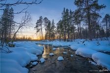 Rough river in winter