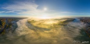 A sea of fog over the river Danube A sea of fog over the river Danube
