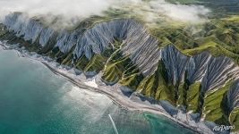 White cliffs on the coast of the Sea of Okhotsk