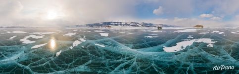 Panorama of Baikal ice near Uyuga cape Panorama of Baikal ice near Uyuga cape