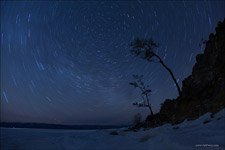 Starry Sky over Bailkal Lake